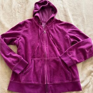 Velvet Purple Hooded Zip-Up Jacket